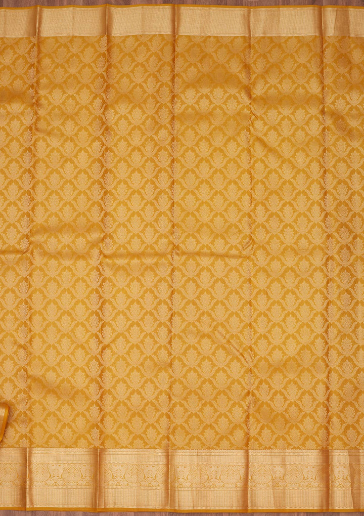 Mustard Zariwork Pure Silk Silk_Saree-koskii