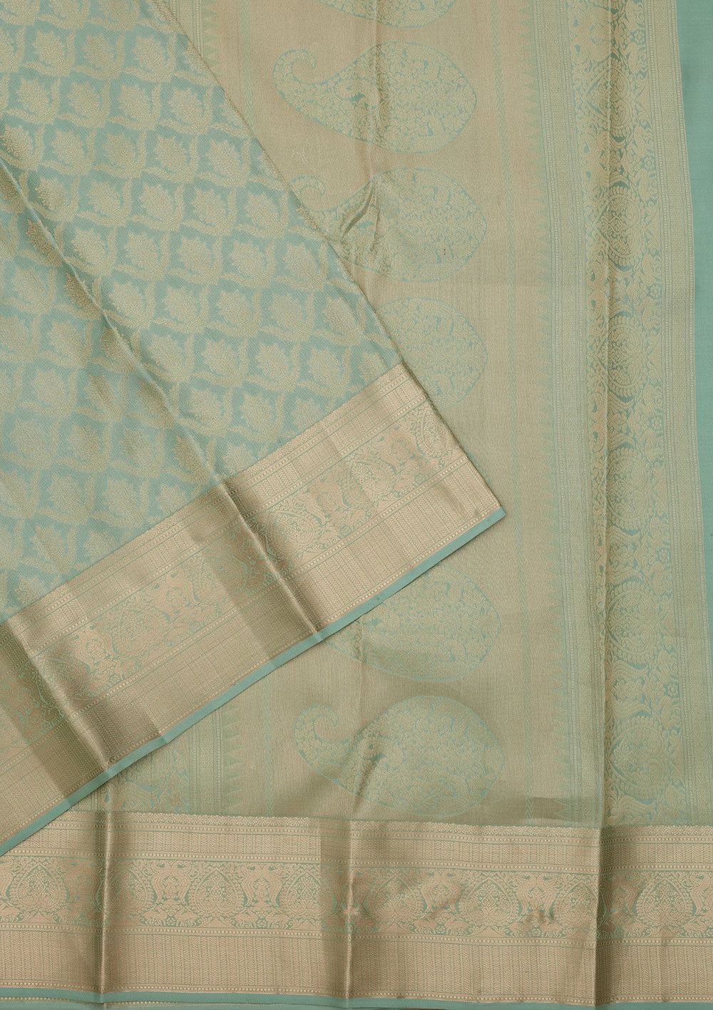Sea Green Zariwork Pure Silk Saree-koskii