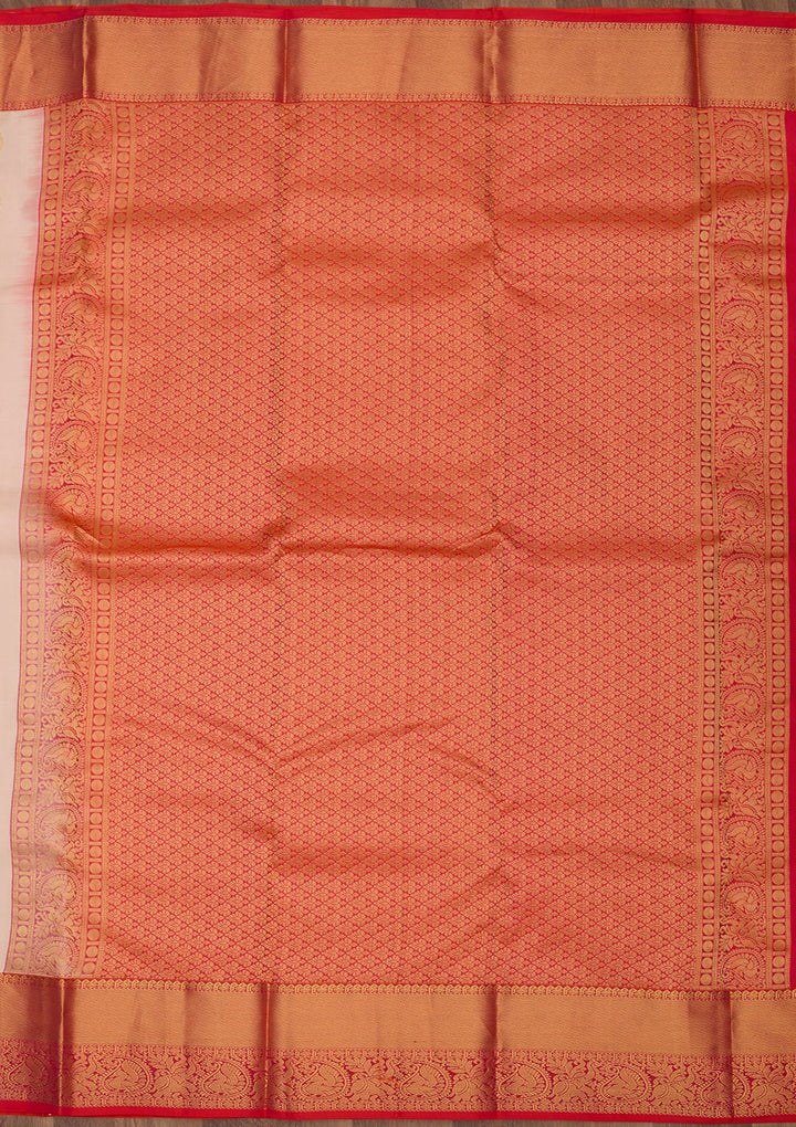 Cream Zariwork Pure Silk Saree-Koskii