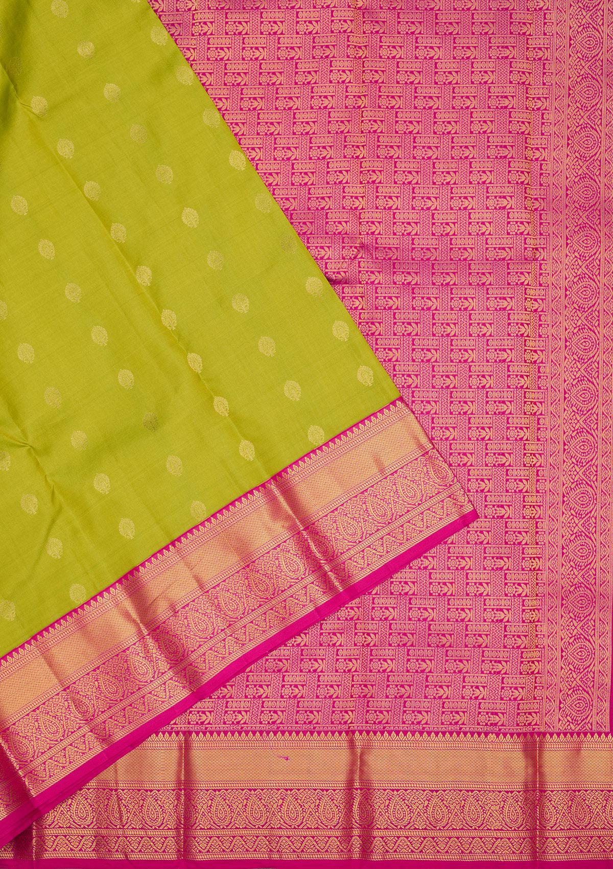 Parrot Green Zariwork Pure Silk Saree-Koskii