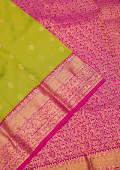 Parrot Green Zariwork Pure Silk Saree-Koskii