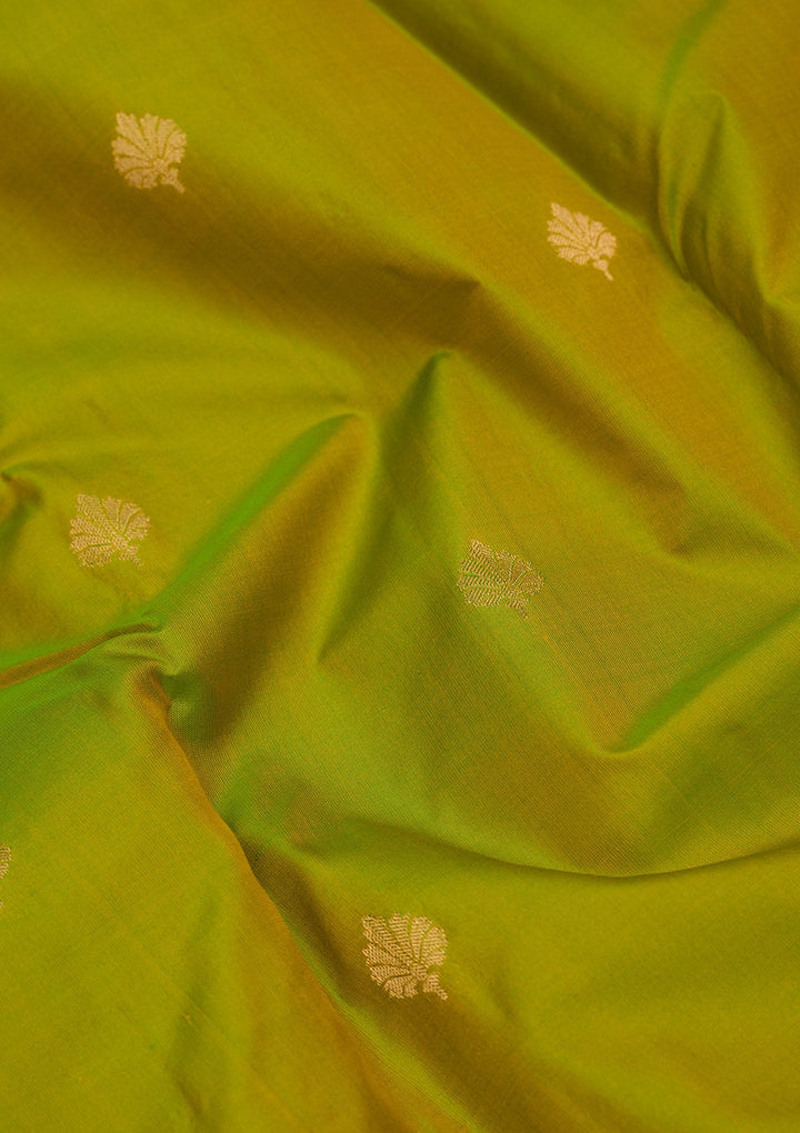 Parrot Green Zariwork Pure Silk Saree-Koskii