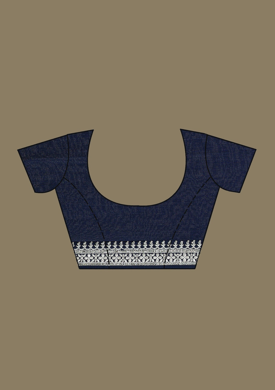 Navy Blue Threadwork Silk Saree-Koskii