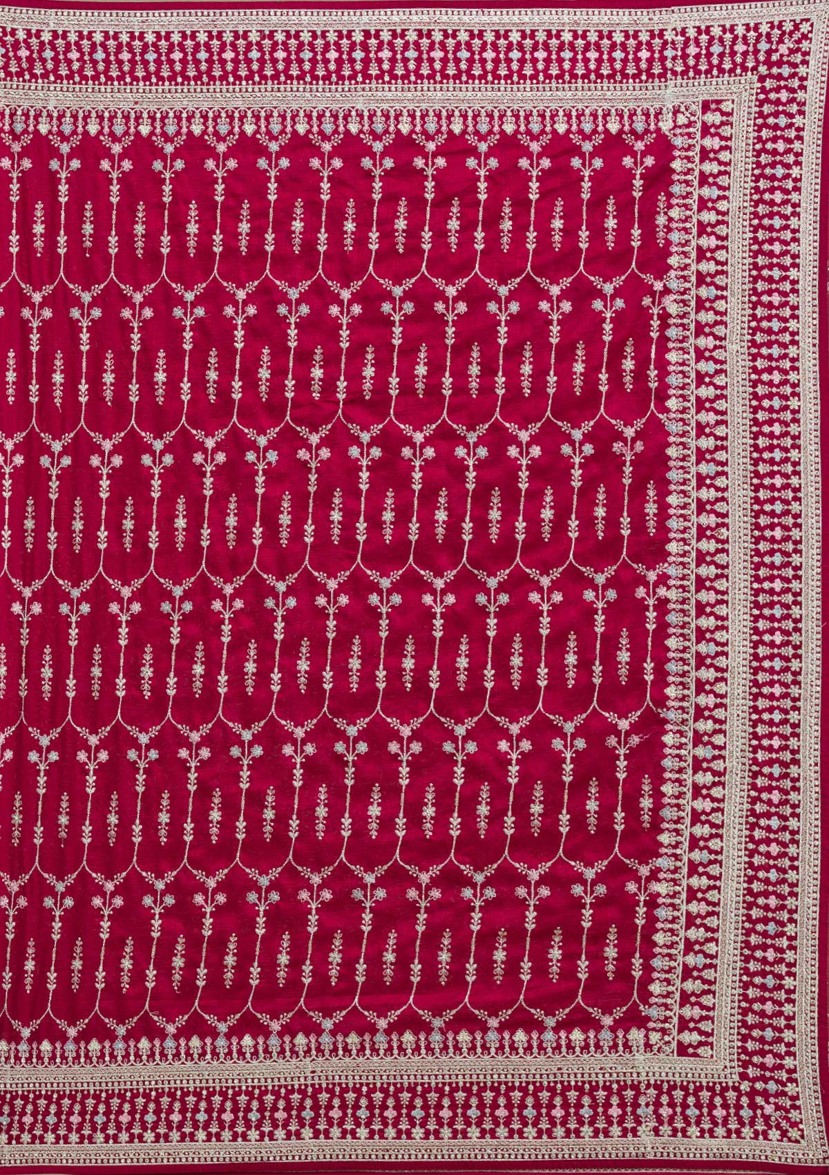 Maroon Threadwork Silk Saree-Koskii