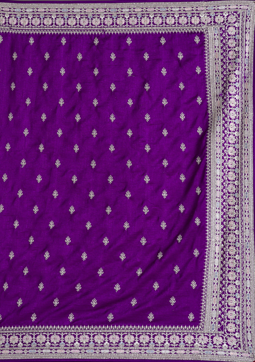 Purple Threadwork Silk Saree-Koskii