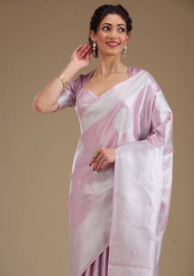 Onion Pink Zariwork Tissue Saree