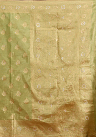 Leaf Green Zariwork Tissue Saree