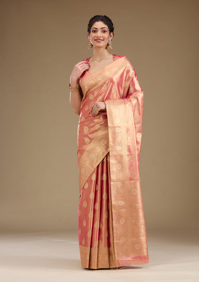 Rust Zariwork Tissue Saree