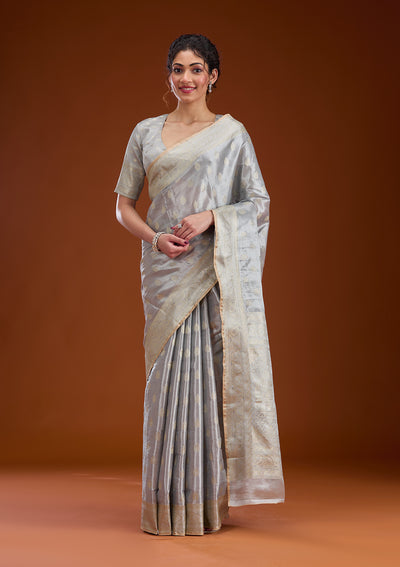 Grey Zariwork Tissue Saree