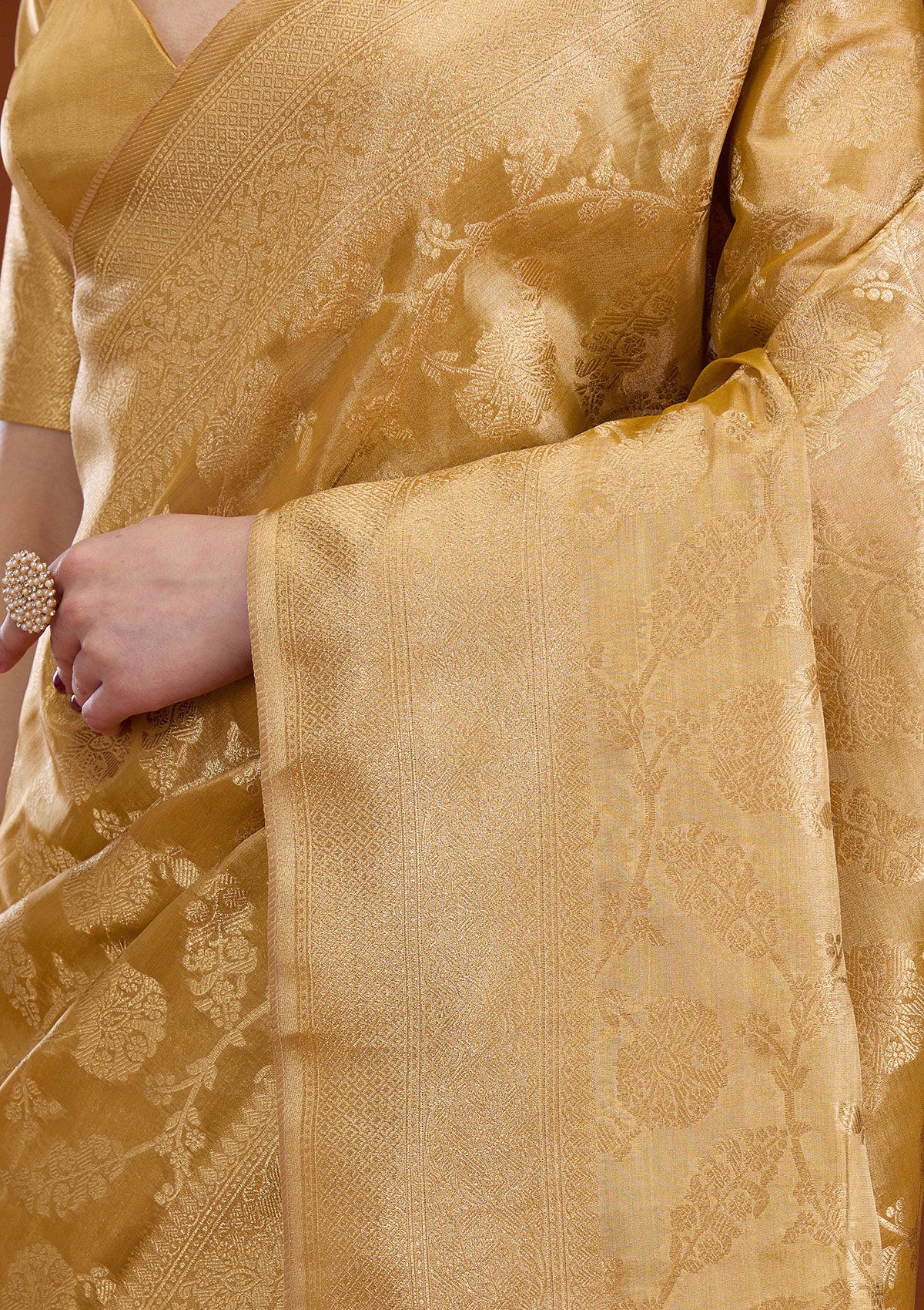 Gold Zariwork Tissue Saree