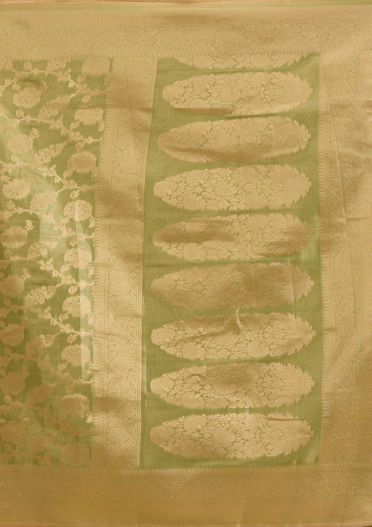 Leaf Green Zariwork Tissue Saree