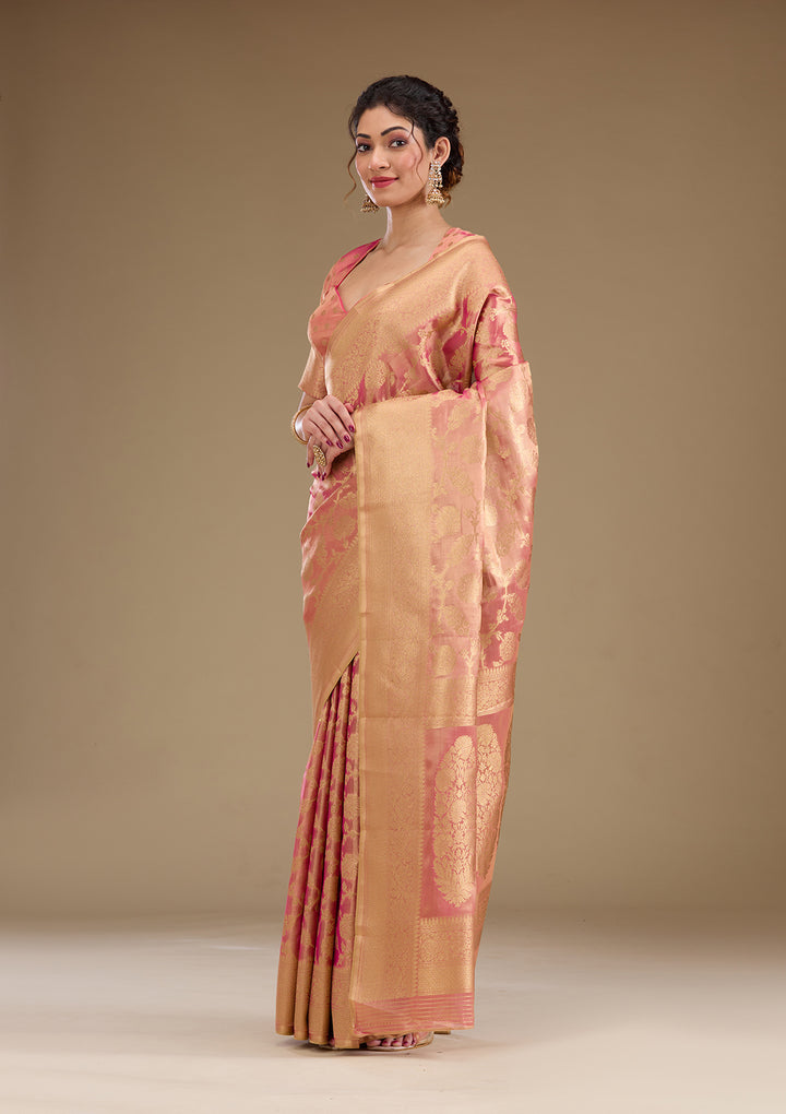 Pink Zariwork Tissue Saree