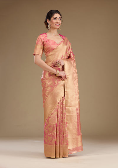 Pink Zariwork Tissue Saree