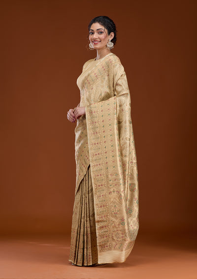 Beige Zariwork Art Silk Saree