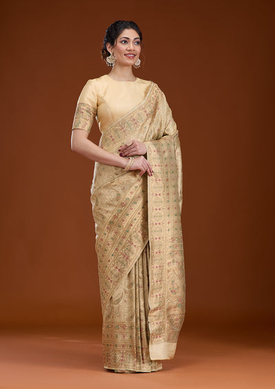 Beige Zariwork Art Silk Saree