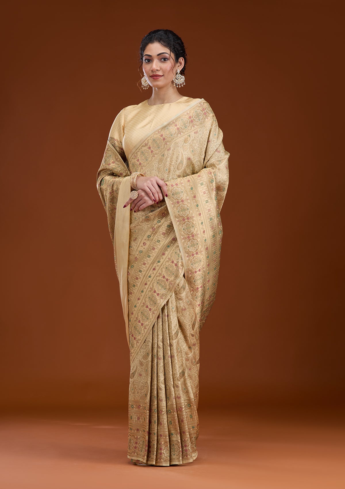 Beige Zariwork Art Silk Saree