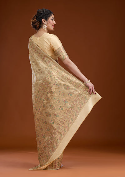 Beige Zariwork Art Silk Saree