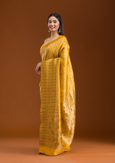 Mustard Zariwork Art Silk Saree