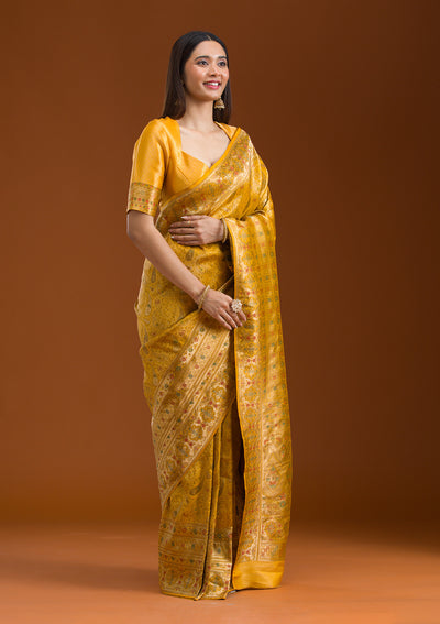 Mustard Zariwork Art Silk Saree