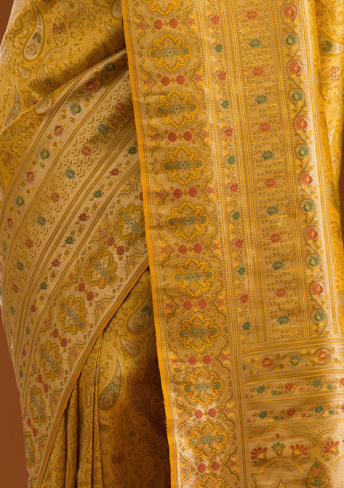 Mustard Zariwork Art Silk Saree