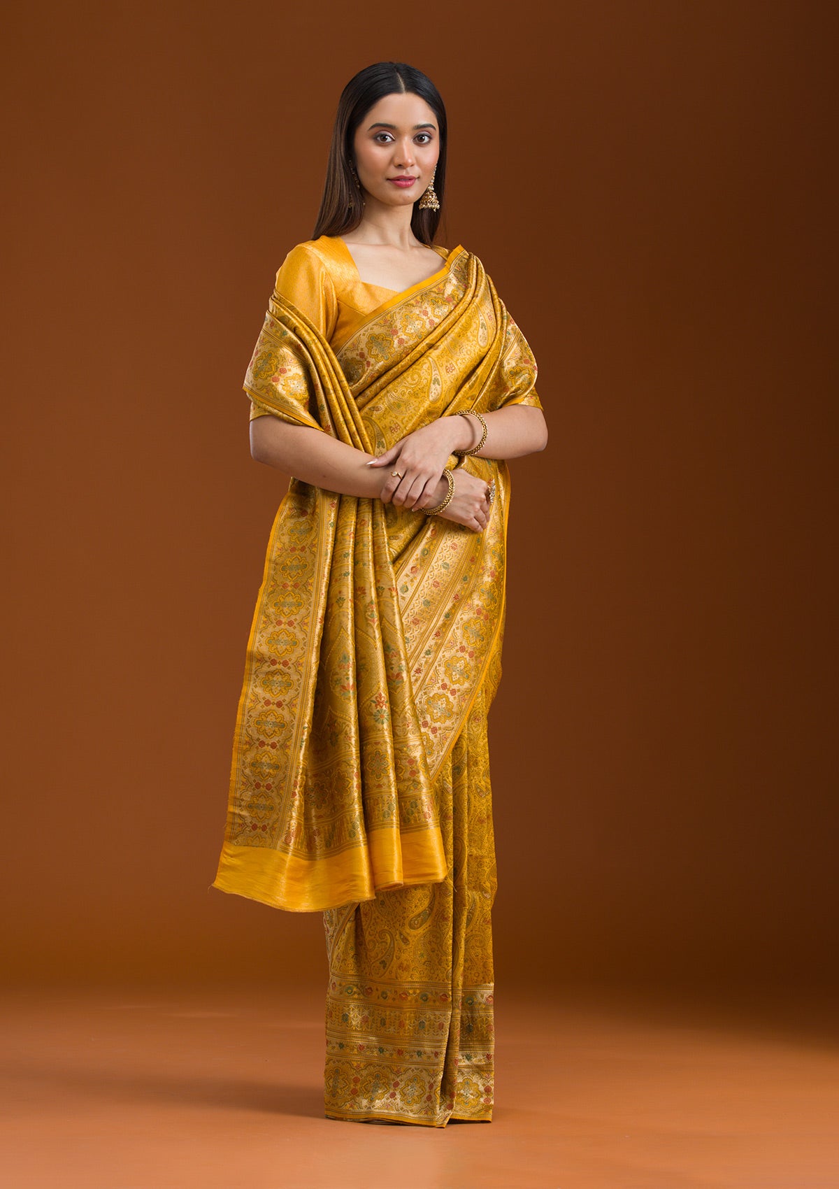 Mustard Zariwork Art Silk Saree