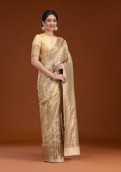 Beige Zariwork Art Silk Saree