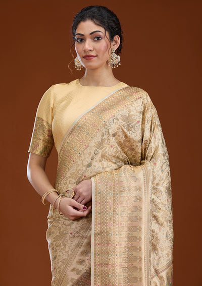 Beige Zariwork Art Silk Saree