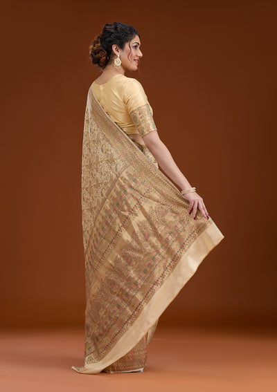 Beige Zariwork Art Silk Saree