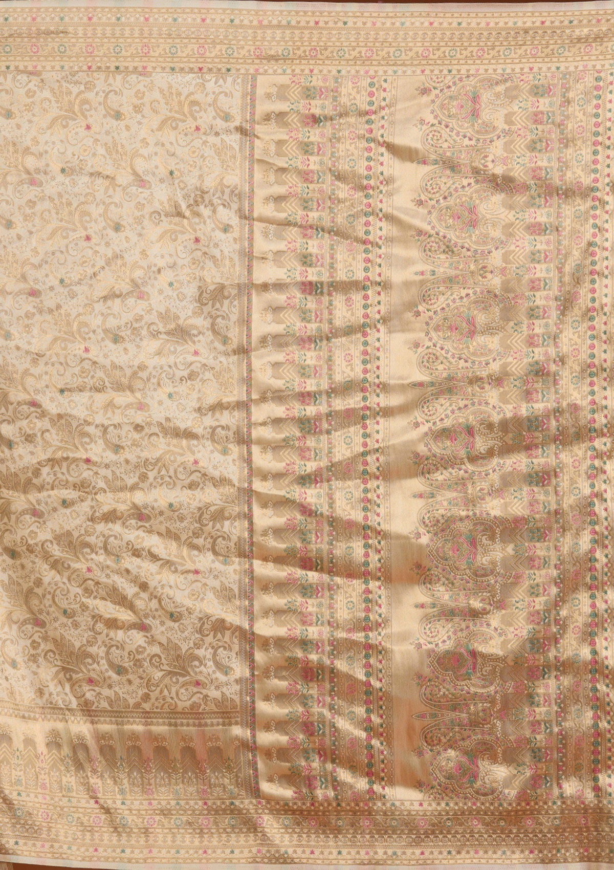 Beige Zariwork Art Silk Saree