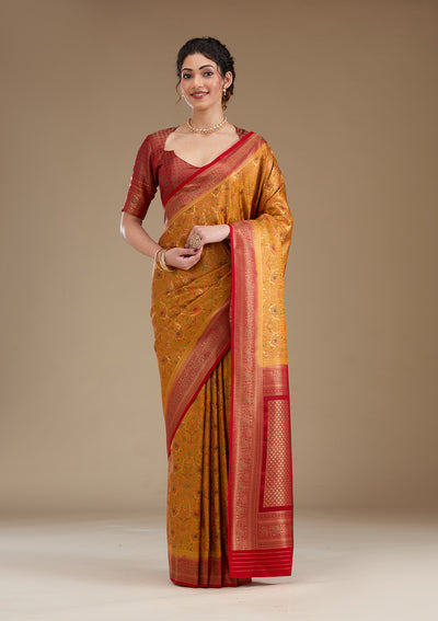 Mustard Zariwork Art Silk Saree