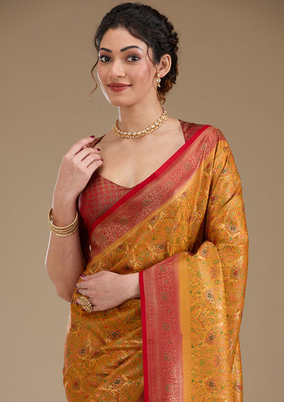 Mustard Zariwork Art Silk Saree