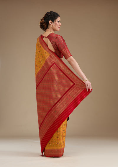 Mustard Zariwork Art Silk Saree