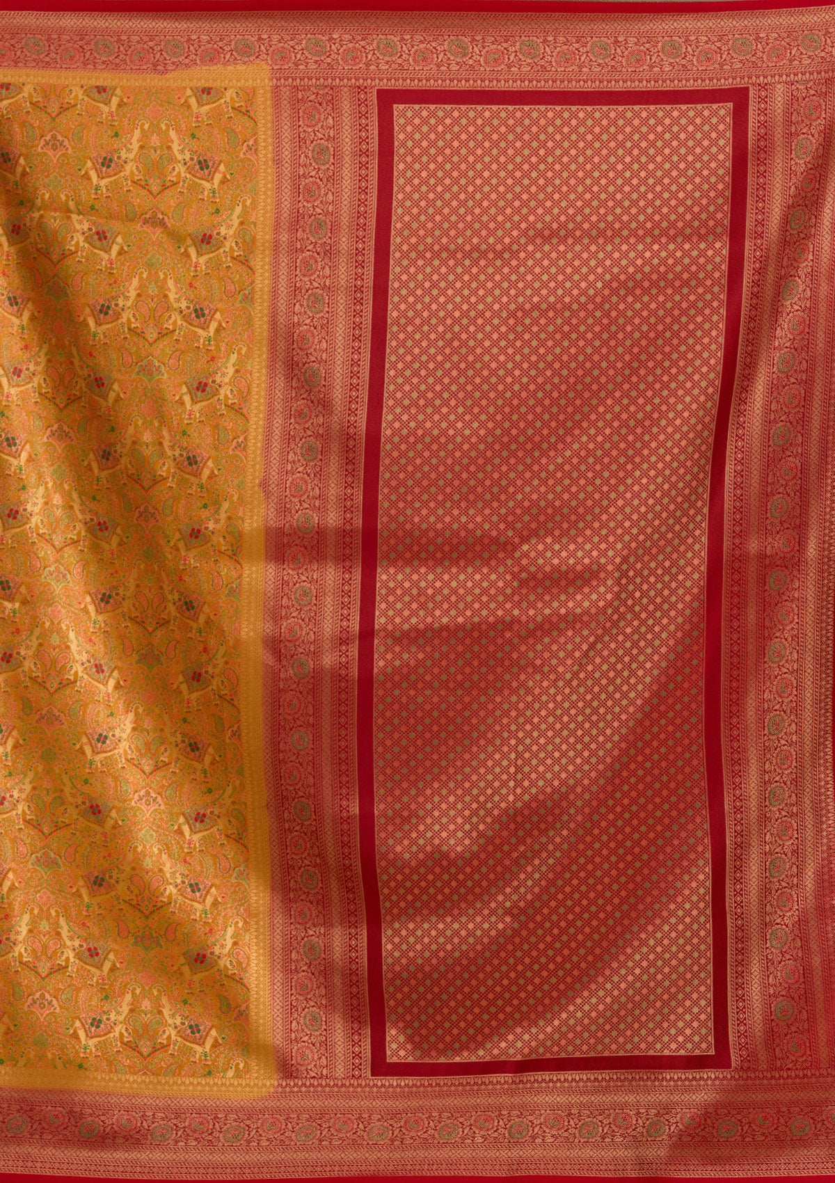 Mustard Zariwork Art Silk Saree