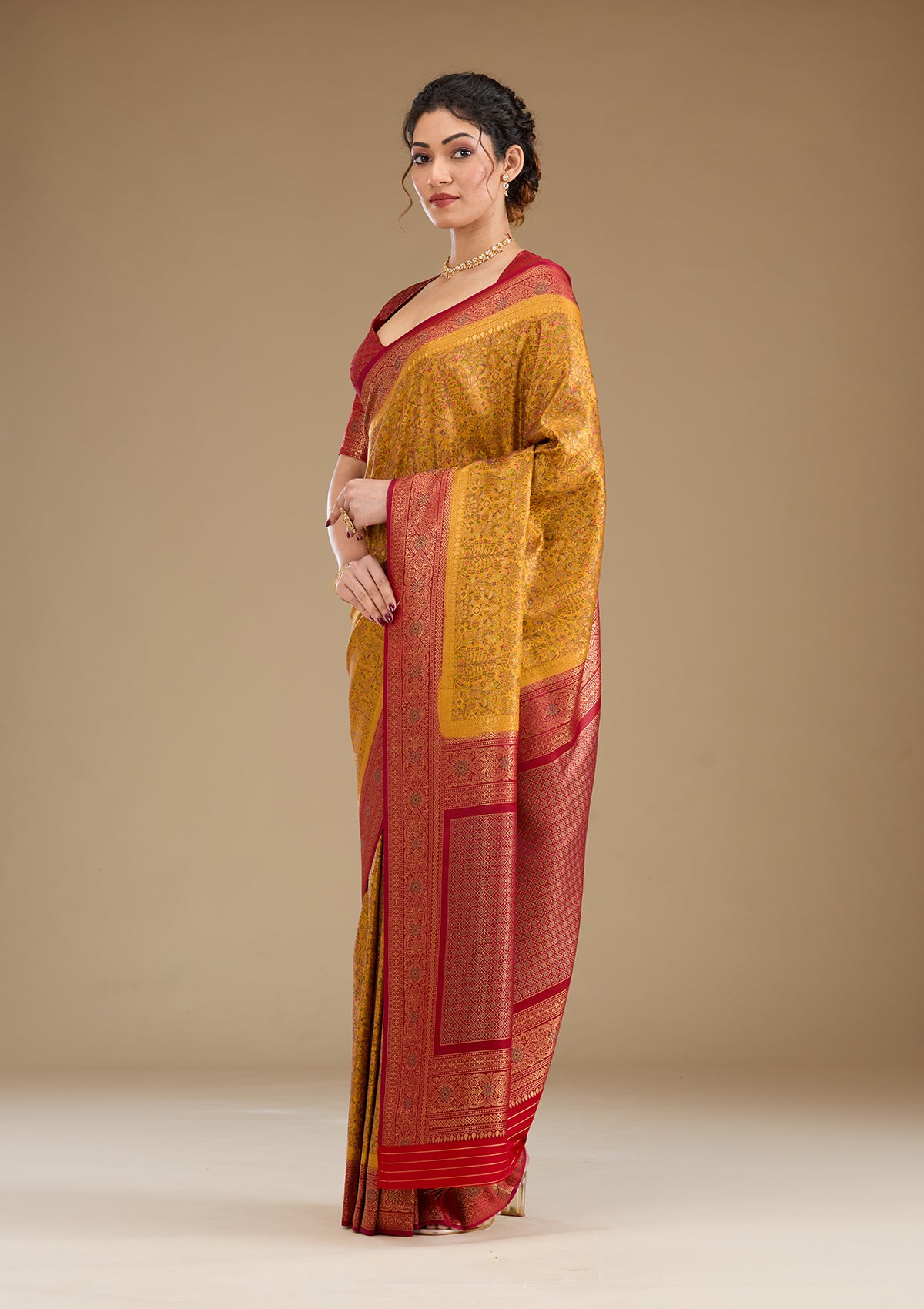 Mustard Zariwork Art Silk Saree