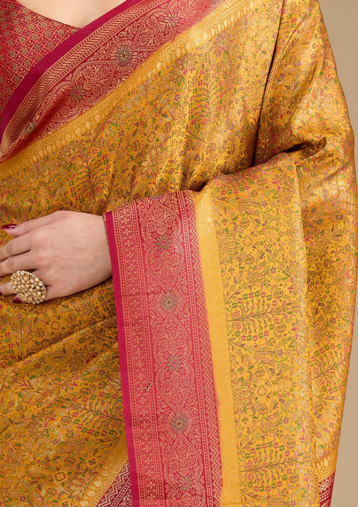 Mustard Zariwork Art Silk Saree