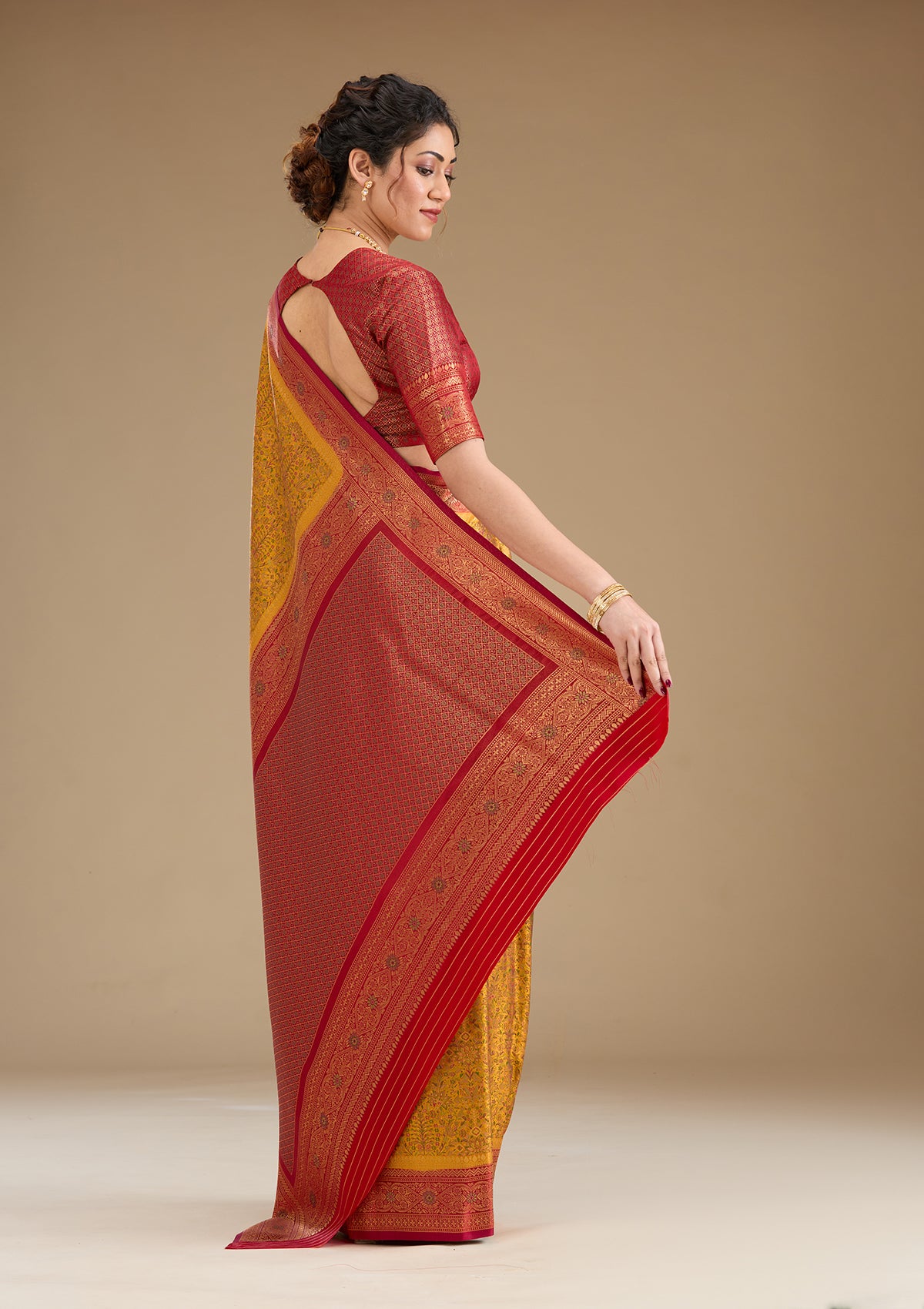 Mustard Zariwork Art Silk Saree