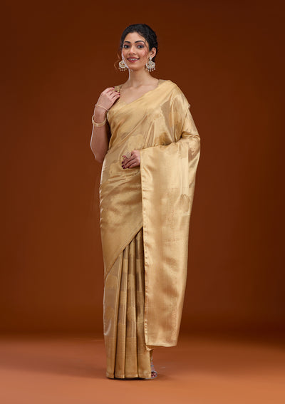 Beige Zariwork Tissue Saree