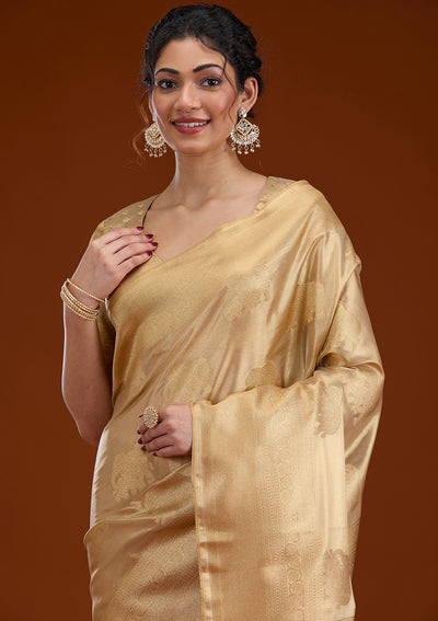 Beige Zariwork Tissue Saree