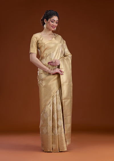 Beige Zariwork Tissue Saree