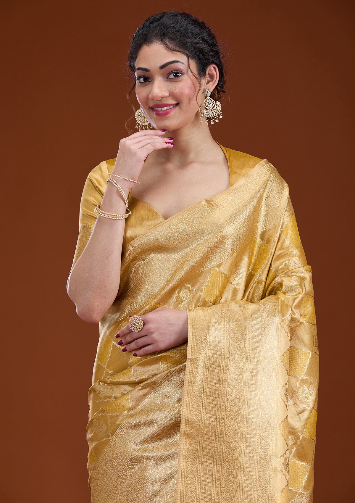 Gold Zariwork Tissue Saree