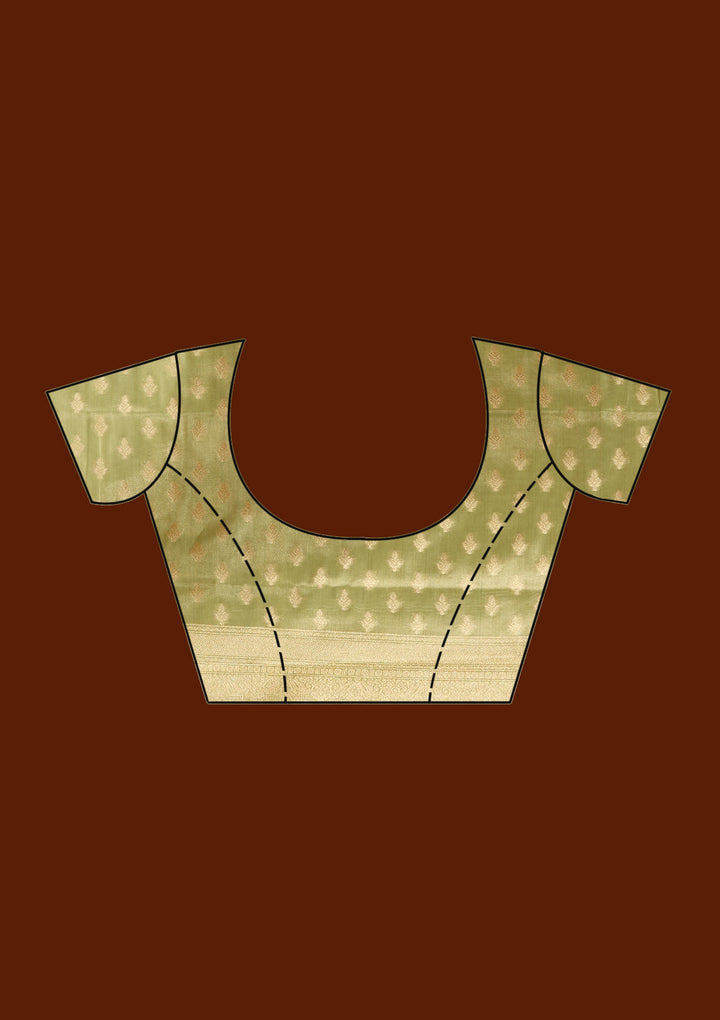 Leaf Green Zariwork Tissue Saree