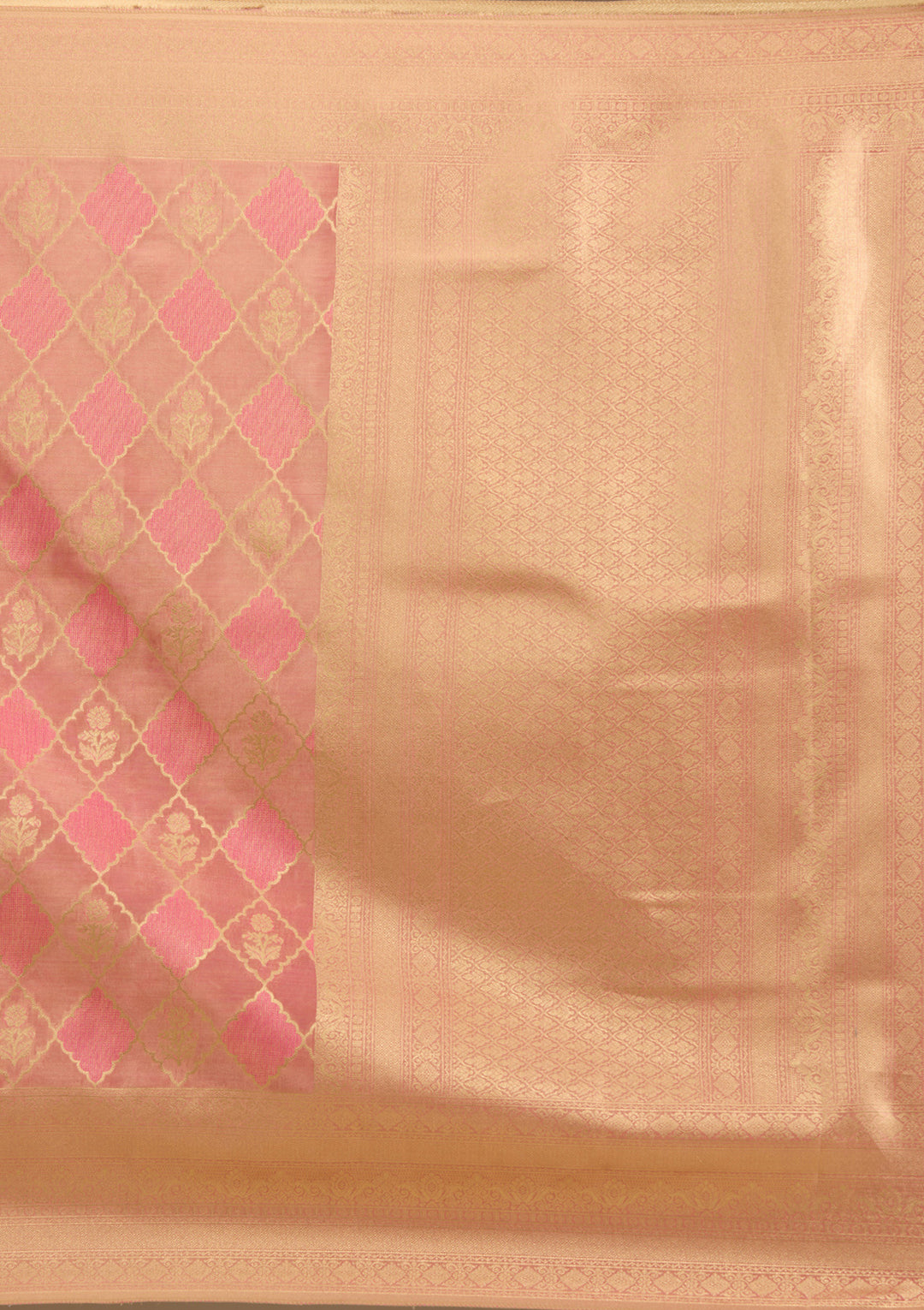 Rani Pink Zariwork Tissue Saree