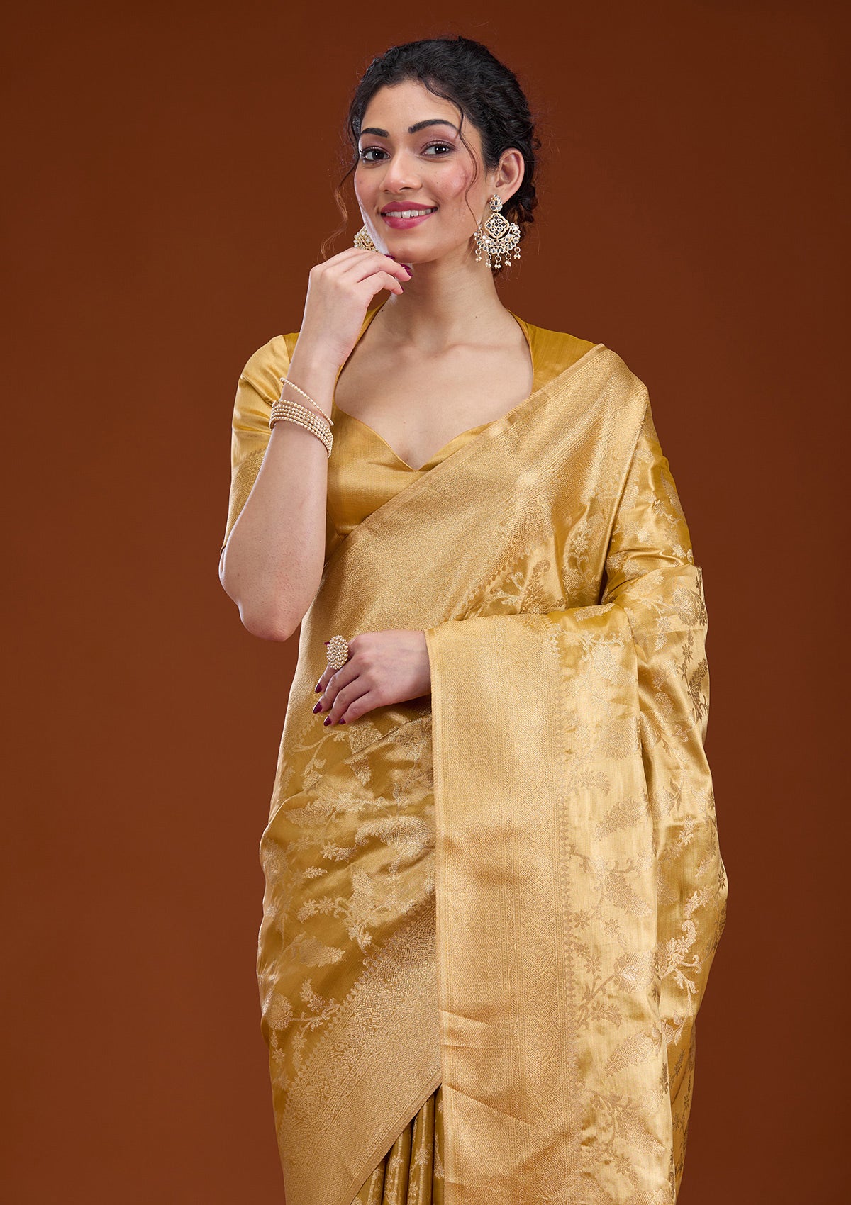 Gold Zariwork Tissue Saree