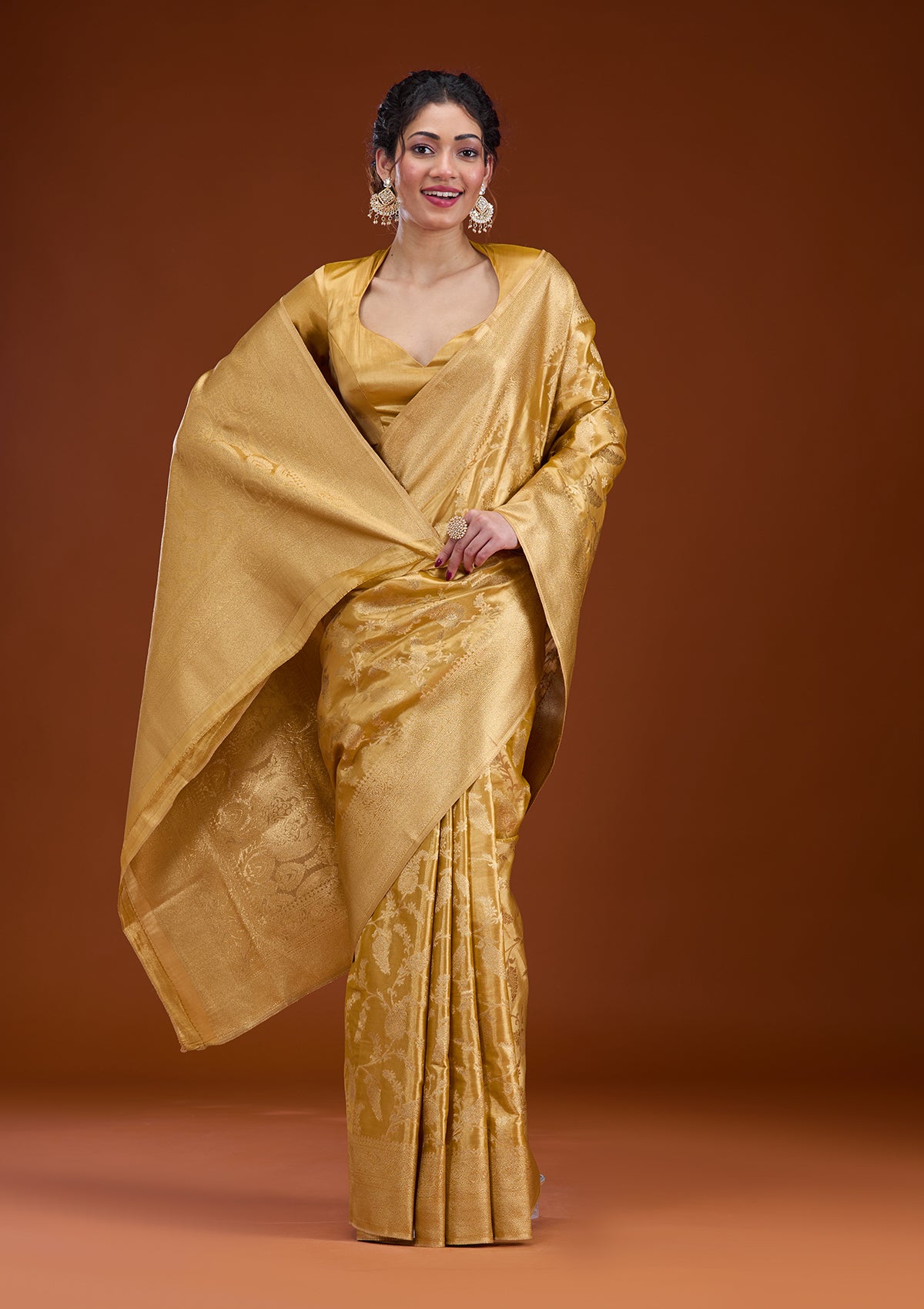 Gold Zariwork Tissue Saree