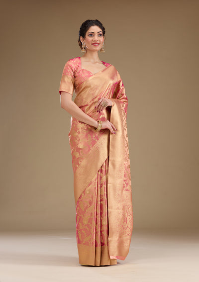 Onion Pink Zariwork Tissue Saree