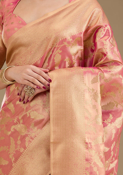 Onion Pink Zariwork Tissue Saree