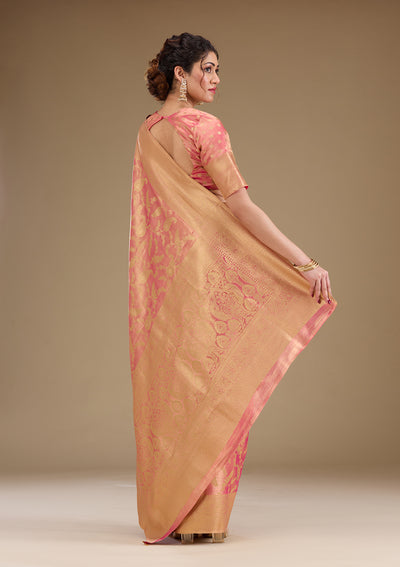 Onion Pink Zariwork Tissue Saree