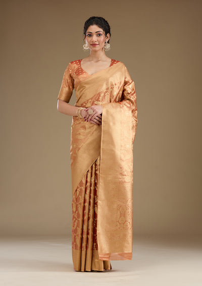 Rust Zariwork Tissue Saree