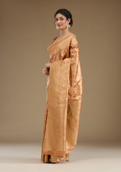 Rust Zariwork Tissue Saree