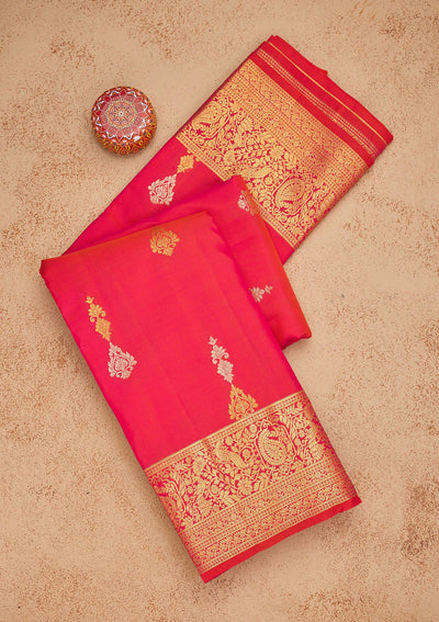 Pink Zariwork Pure Silk Saree-Koskii